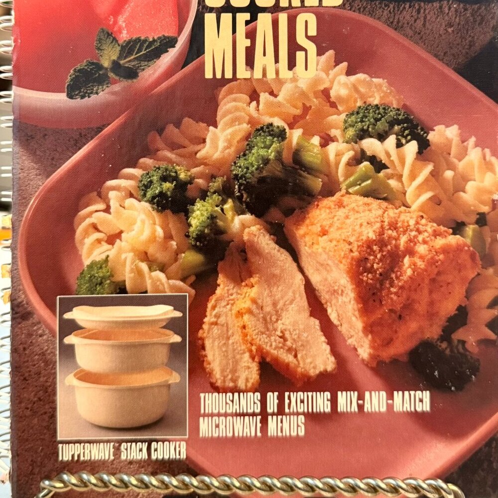 TUPPERWAVE STACK-COOKED MEALS Cookbook Vintage 1990 Microwave Menus Spiral HC. - Picture 2 of 16